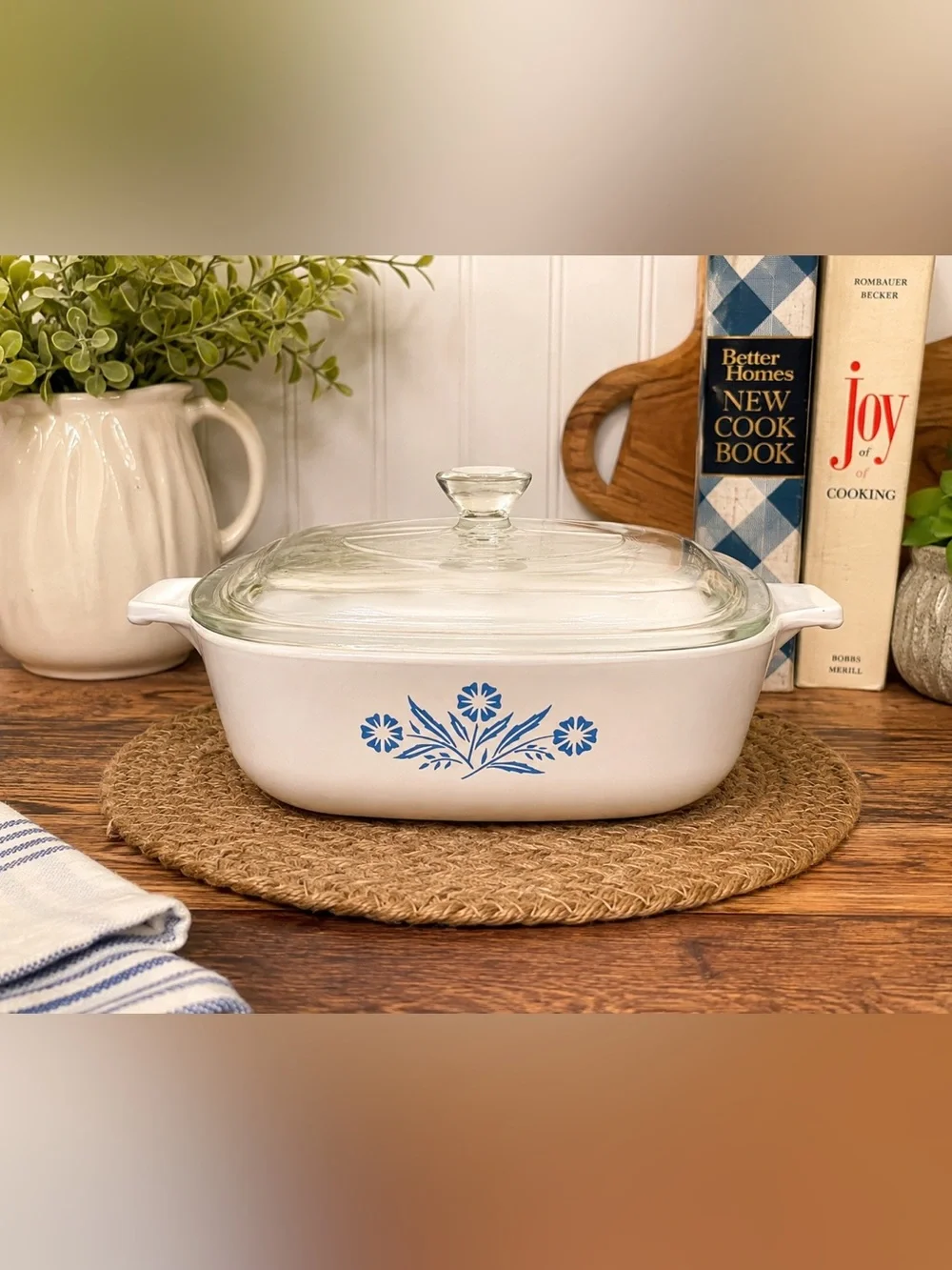 Vintage 1960s Corning Ware Blue Cornflower P-1-B 1 Qt Casserole Dish w/ Lid